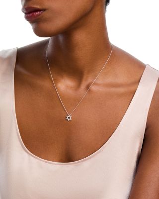 Diamond Star of David Pendant Necklace in 14K White Gold, 0.14 tcw