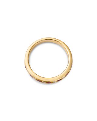 Gemstone & Diamond Channel Set Ring in 14K Yellow Gold