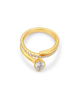 Certified Lab Grown Diamond Pear & Round Bypass Ring in 14K Yellow Gold, 1.0 tcw