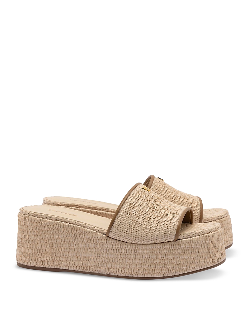 Larroude Alex Flatform Mules Natural In Brown