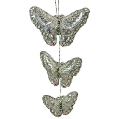 3 Silver Butterflies Ornament