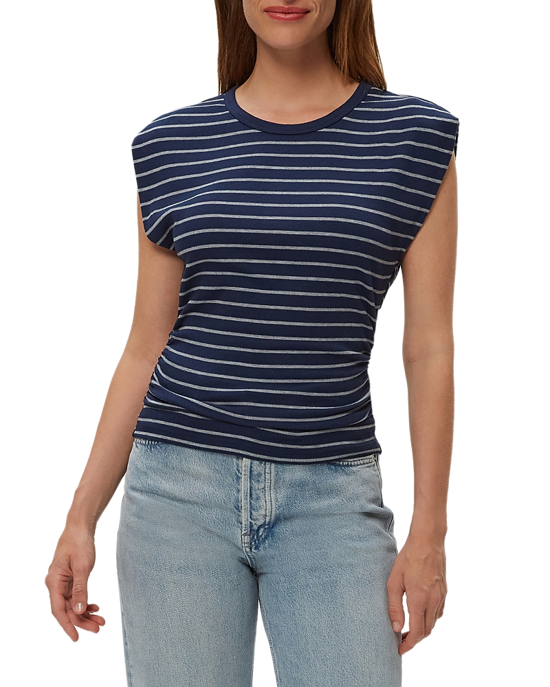 Michael Stars Joni Striped Power Shoulder Top