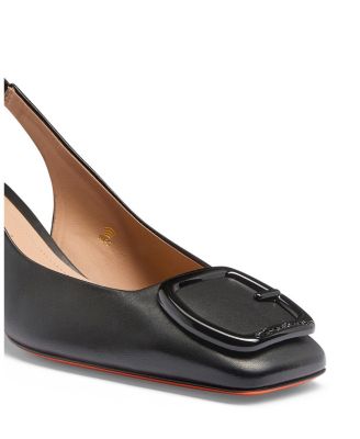  Women's Leather Mid-Heel Slingback