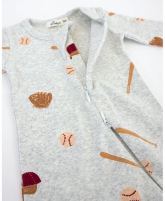 Unisex Baseball Print Zipper Footie - Baby