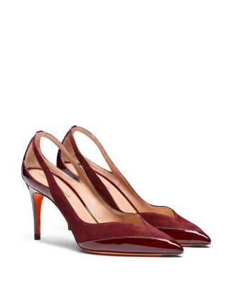 Women's Patent Leather and Suede High-Heel Pumps