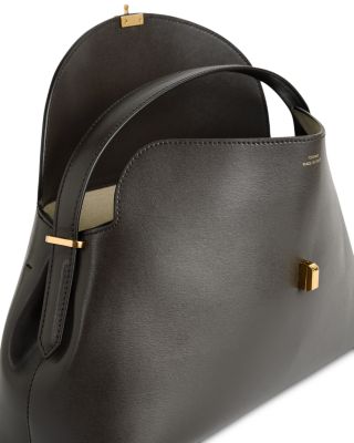 T-Lock Smooth Leather Convertible Top Handle Bag in Bark