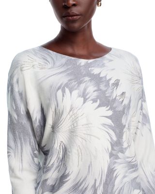 Embellished Printed Dolman Sleeve Sweater