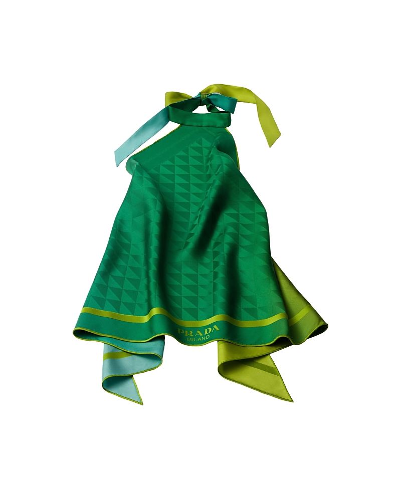 Prada Printed Silk Twill Scarf In Green