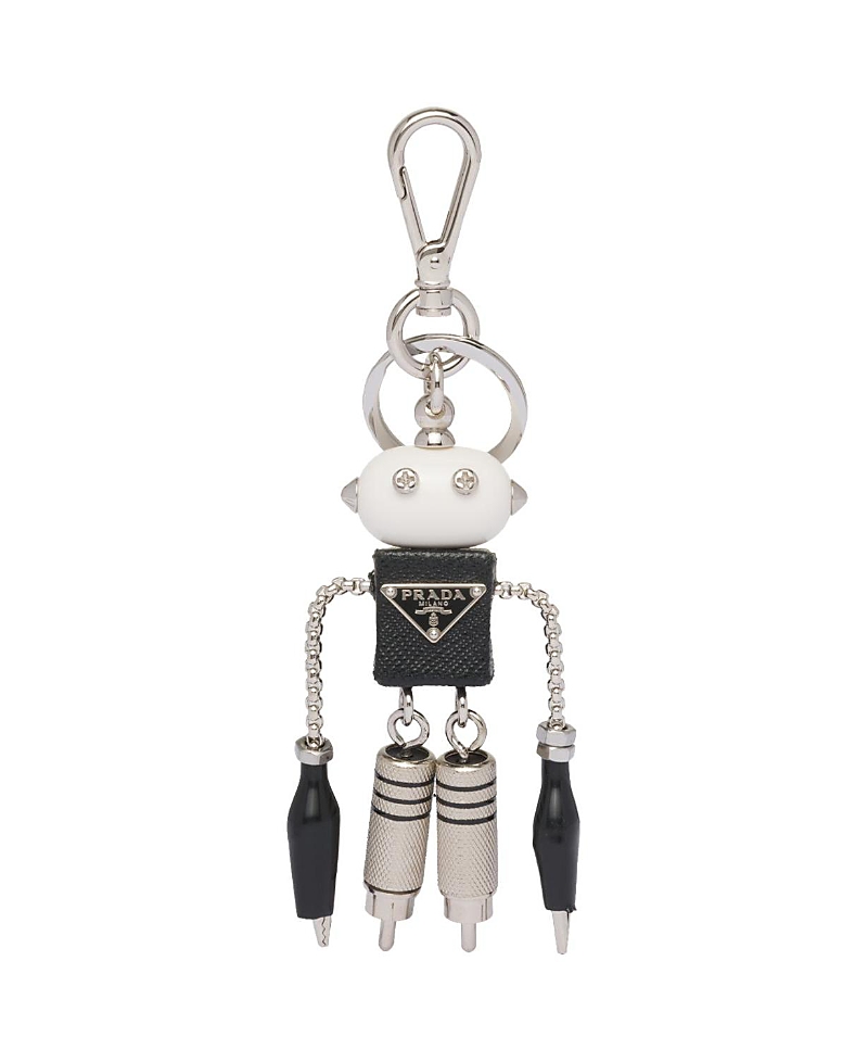 Prada Saffiano-leather Robot Keychain Trick In Multi