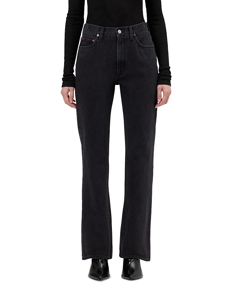 Agolde Leena High Rise Baby Flare Jeans In Forecast In Black