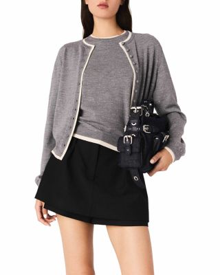 Wool Cardigan with Rhinestones