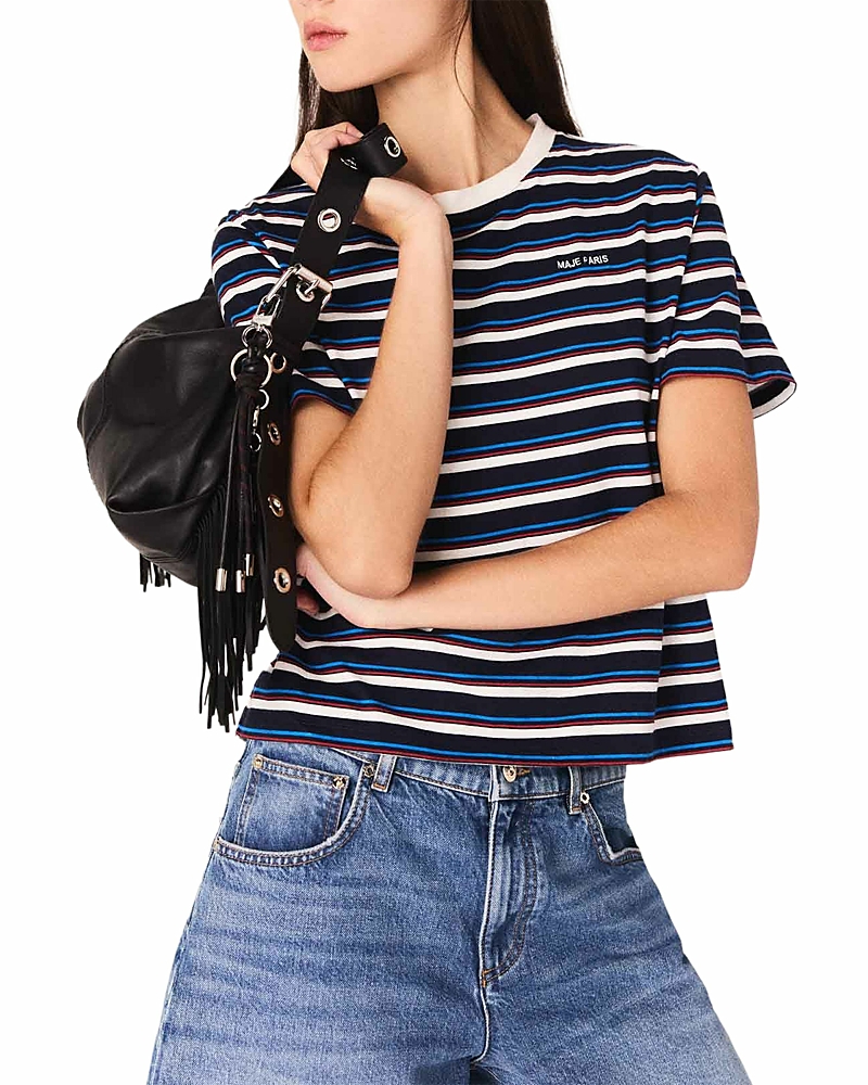 Maje Striped T-shirt In Black