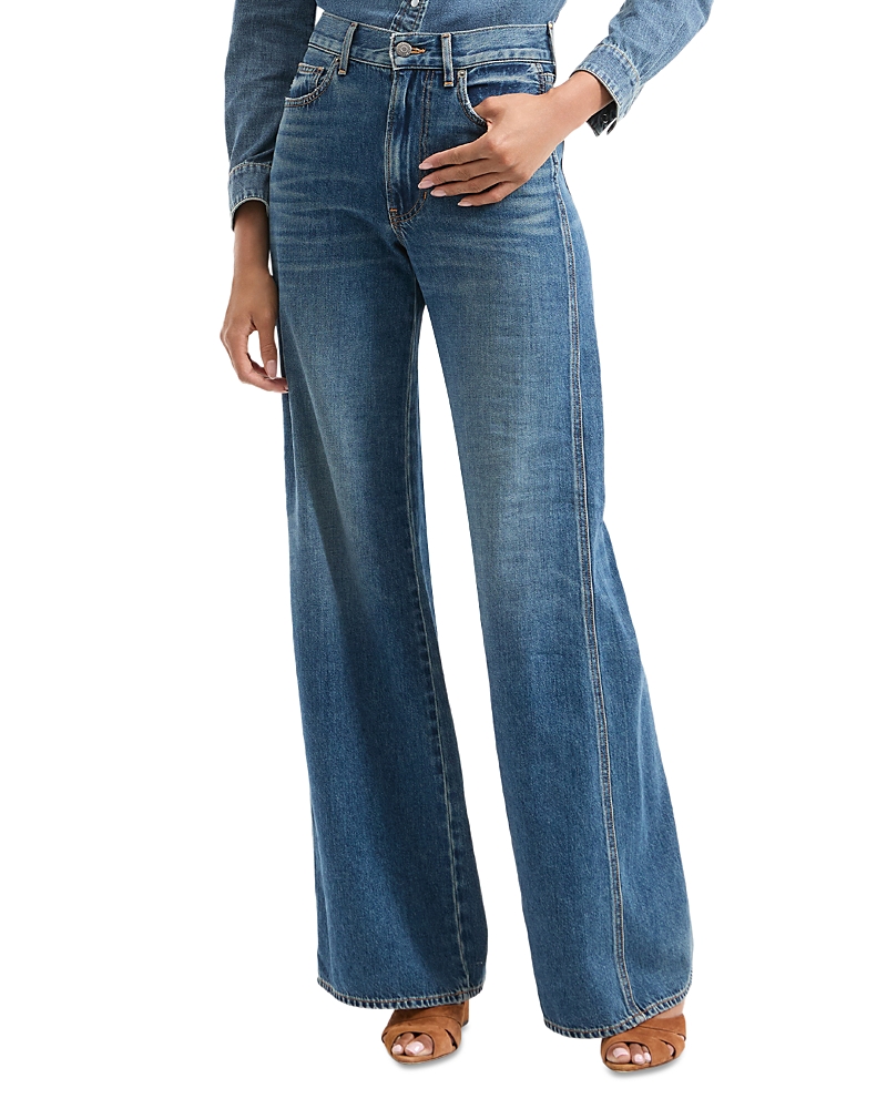 Veronica Beard Kasey Mid Rise Wide Leg Jeans in City Stroll