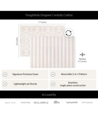  Reversible Baby PlayMat - Emerson Ikat + Jack Stripe Design – Soft, Non-Toxic Foam – Waterproof, Easy to Clean