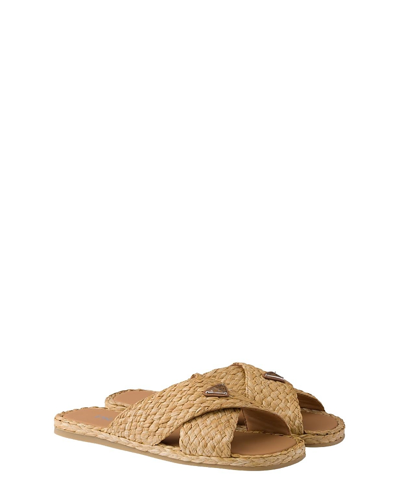 Prada Raffia Sandals In Nude