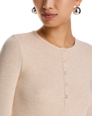 Heathered Modal Rib Long Sleeve Henley Top