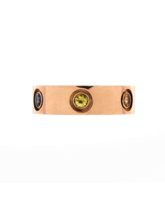 Love 6 Stone Band Ring 18K Rose Gold with Sapphires, Garnets and Amethyst