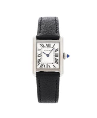 Pre-Owned Cartier - Must de Cartier Tank Quartz Watch in Stainless Steel and Leather 22mm