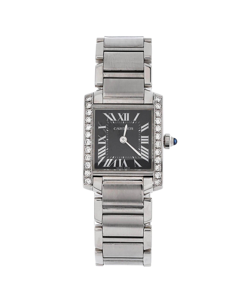 Pre-owned Pre-owned Cartier Cartier Tank Francaise Quartz Watch In Stainless Steel With Diamond Bezel 20mm In Silver