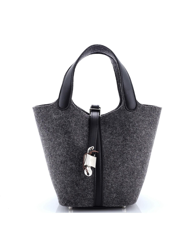 Pre-owned Pre-owned Hermes Hermes Pm Picotin Lock Bag Felt With Leather