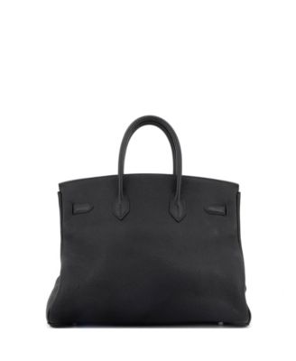 Birkin 35 Handbag Black Clemence with Palladium Hardware