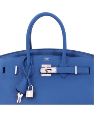 Birkin 30 Handbag Blue Togo with Palladium Hardware