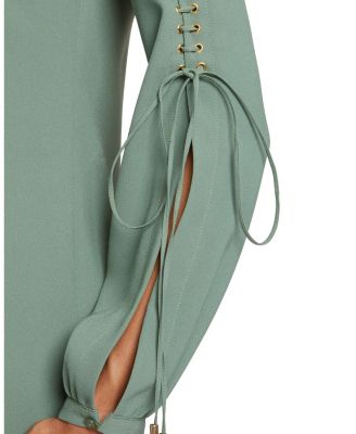 Aries Long Sleeve Shift Dress with Grommet Detail