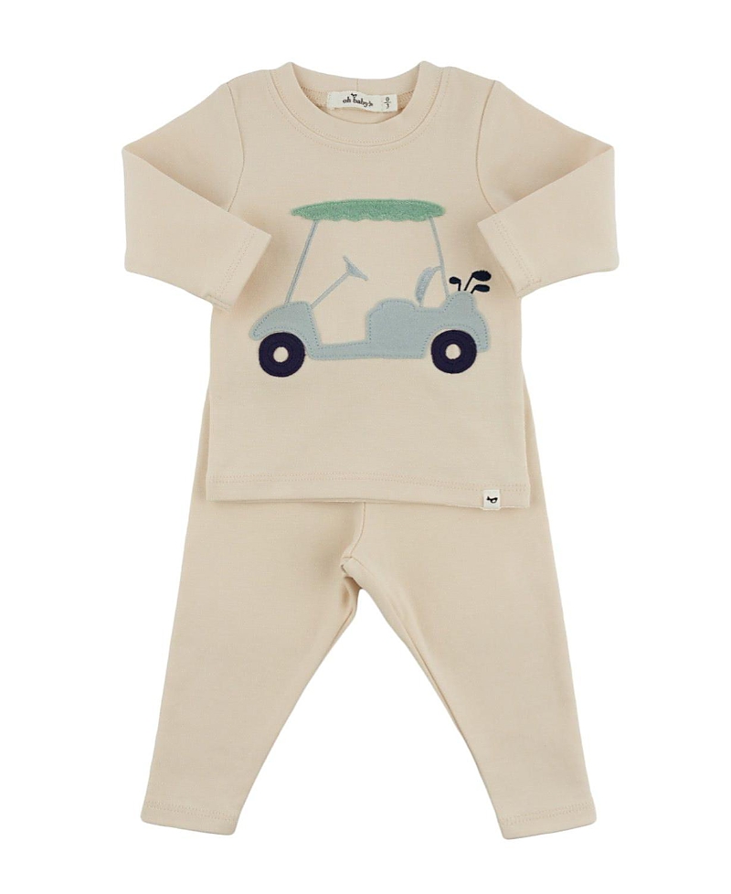Oh Baby ! Boys' Golfcart Sea Applique 2-piece Tee And Pant Set - Baby In Neutral