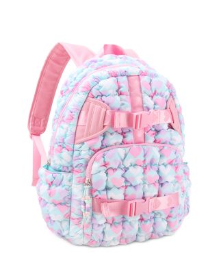 Heart Print Scrunch Large Backpack With Heart Webbing
