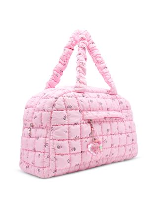 Cherry Print Scrunch Medium Duffle With Charm