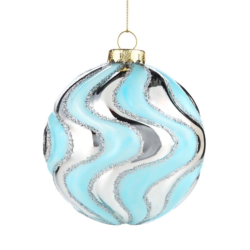 Bloomingdale's Glass Silver Blue Curved Ornament - Exclusive In Blue
