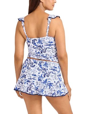 Terrazzo Tile Ruffle Tankini Top