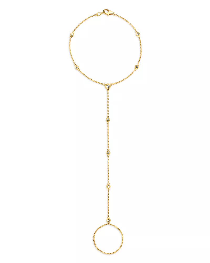 Bloomingdale's Fine Collection Diamond Finger Chain Bracelet in 14K Yellow Gold, 0.4 tcw