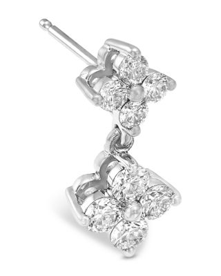 Diamond Double Tier Drop Earrings in 14K White Gold, 1.5 tcw