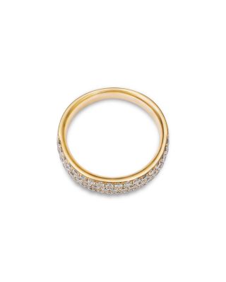 Diamond Pav&eacute; Three Row Band in 14K Yellow Gold, 1.0 tcw