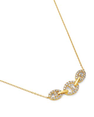 Bloomingdale's Fine Collection Diamond Triple Link Collar Necklace in 14K Yellow Gold, 0.30 tcw