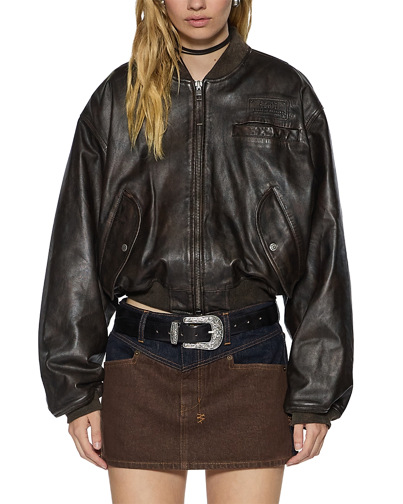 Ksubi Alpha Leather Bomber Jacket In Black