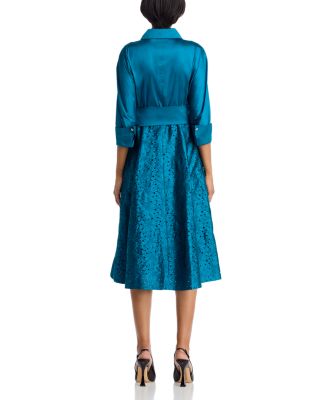 Embroidered Sash Belt Shirt Dress