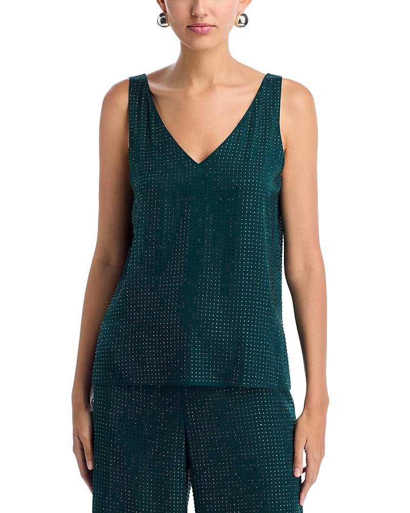 Ungaro Rosie Silk Blend Embellished Top In Green