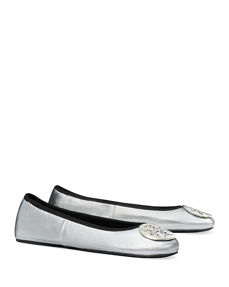 Tory Burch Reva Ballet Flats In Silver