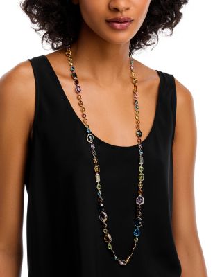 18K Yellow Gold Rock Candy&reg; Multi Stone Mixed Cut Bezel Long Statement Necklace, 39.5" - Exclusive