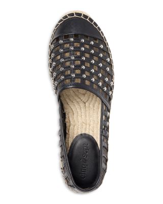 Women's Rochel Leather Cage Studded Espadrille Flats