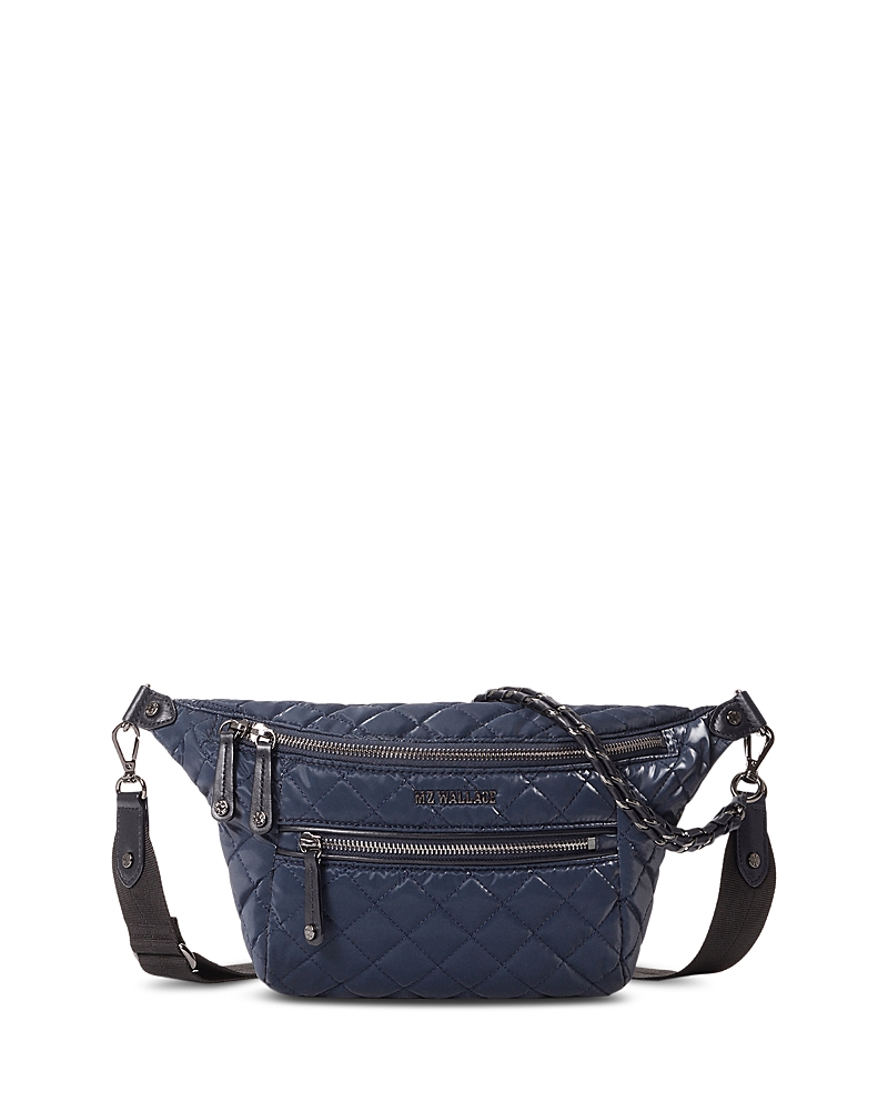 Mz Wallace Small Crosby Quilted Nylon Convertible Sling Bag In Blue