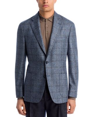Melange Windowpane Unstructured Slim Fit Sport Coat