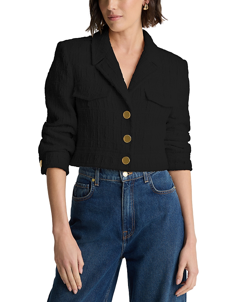 St John Textured Plaid Jacket In Black