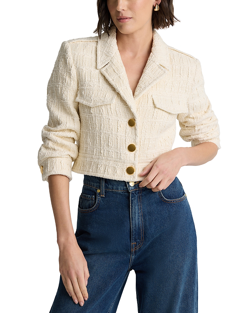 St John Plaid Textured Jacket In Neutral