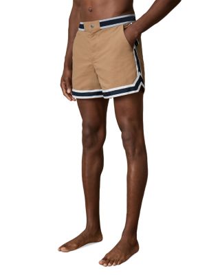 REISS - Che Baller Stripe Tape Hem 4.5" Swim Trunks