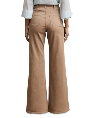 Petite Sakura Patch Pocket Flare Jeans in Taupe Neutral