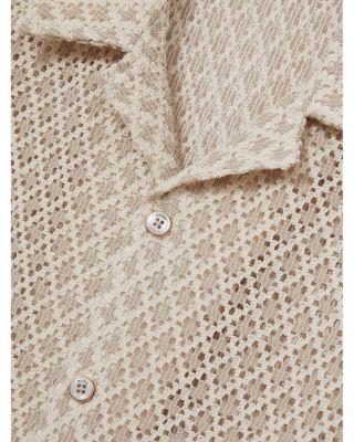 Sterling Geo Crochet Button Down Camp Shirt