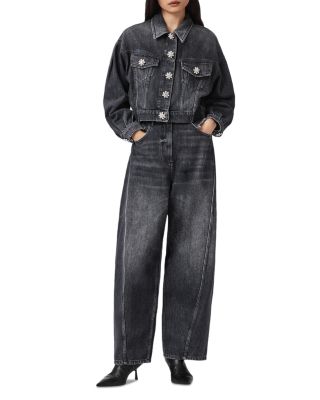 Carter High Rise Barrel Leg Jeans in Washed Black